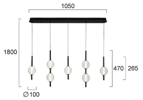 Viokef Lampa wisząca Abeona, czarny, salon / jadalnia, metal
