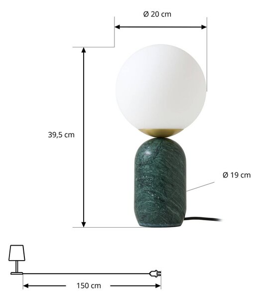 Lampa stołowa Lennes Lindby, zielony, salon / jadalnia, kamień, nowoczesny