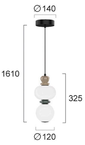 Viokef Lampa wisząca Gemma, multikolor, salon / jadalnia, szkło