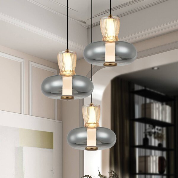 Viokef Lampa wisząca Sire, aluminiowy / szary / cynkowy, salon / jadalnia, metal