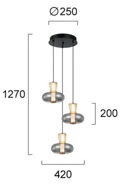 Viokef Lampa wisząca Sire, aluminiowy / szary / cynkowy, salon / jadalnia, metal