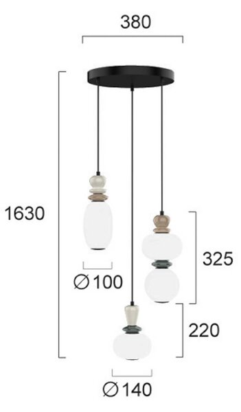 Viokef Lampa wisząca Gemma, multikolor, salon / jadalnia, szkło
