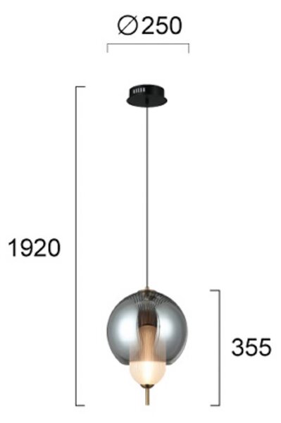 Viokef Lampa wisząca szklana Adol, aluminiowy / szary / cynkowy, salon / jadalnia, szkło