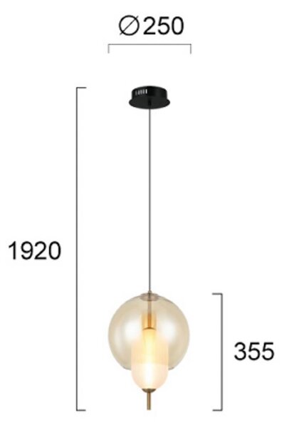 Viokef Lampa wisząca szklana Adol, kremowy / amber, salon / jadalnia, szkło