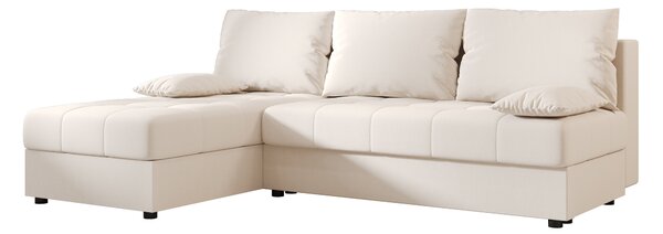 Rozkładana narożna sofa VENORIA SLIM 200x143 cm, kremowa, uniwersalna + 2 poduszki GRATIS
