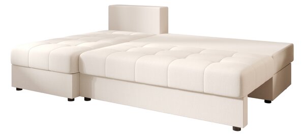 Rozkładana narożna sofa VENORIA SLIM 200x143 cm, kremowa, uniwersalna + 2 poduszki GRATIS