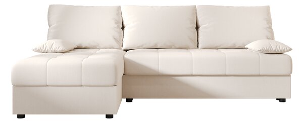 Rozkładana narożna sofa VENORIA SLIM 200x143 cm, kremowa, uniwersalna + 2 poduszki GRATIS