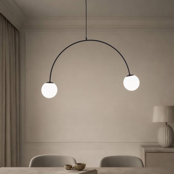 Lampa wisząca szklana Nova Domiluce, możliwość ściemniania, czarny, salon / jadalnia, metal, nowoczesny
