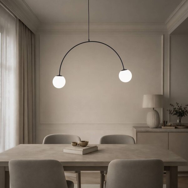 Lampa wisząca szklana Nova Domiluce, możliwość ściemniania, czarny, salon / jadalnia, metal, nowoczesny