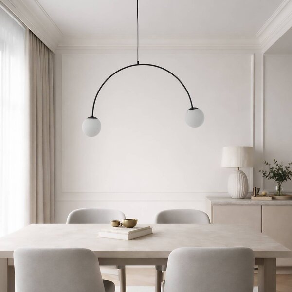 Lampa wisząca szklana Nova Domiluce, możliwość ściemniania, czarny, salon / jadalnia, metal, nowoczesny