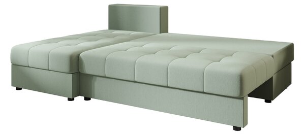 Rozkładana narożna sofa VENORIA SLIM 200x143 cm, jasnozielona, uniwersalna + 2 poduszki GRATIS