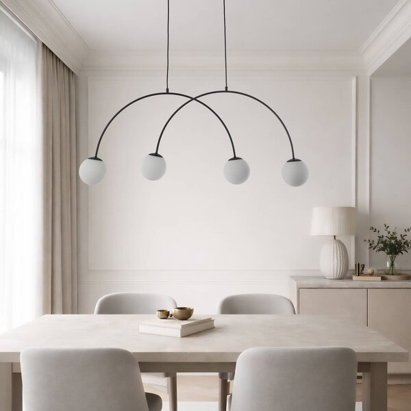 Lampa wisząca szklana Nova Domiluce, możliwość ściemniania, czarny, salon / jadalnia, metal, nowoczesny