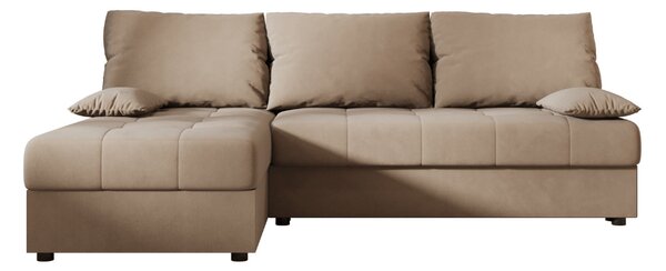 Rozkładana narożna sofa VENORIA SLIM 200x143 cm, beżowa, uniwersalna + 2 poduszki GRATIS