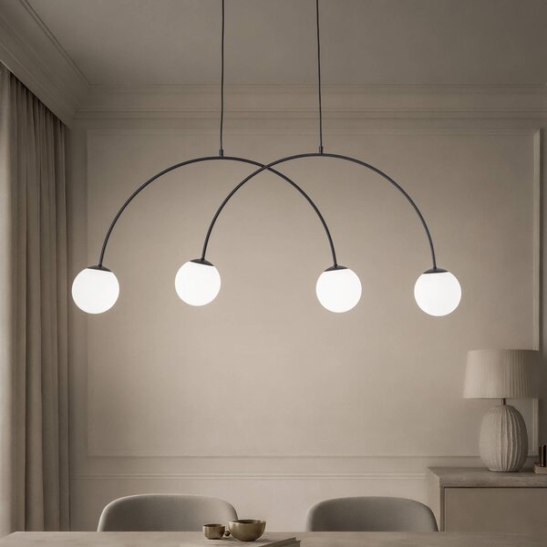 Lampa wisząca szklana Nova Domiluce, możliwość ściemniania, czarny, salon / jadalnia, metal, nowoczesny