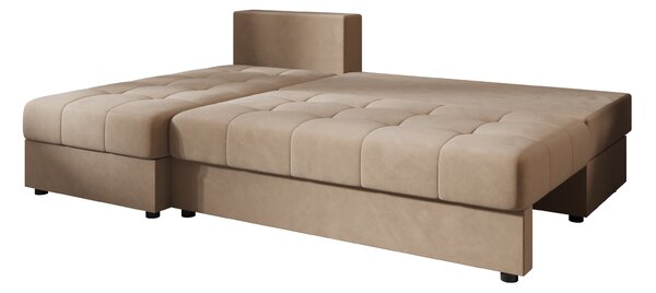 Rozkładana narożna sofa VENORIA SLIM 200x143 cm, beżowa, uniwersalna + 2 poduszki GRATIS