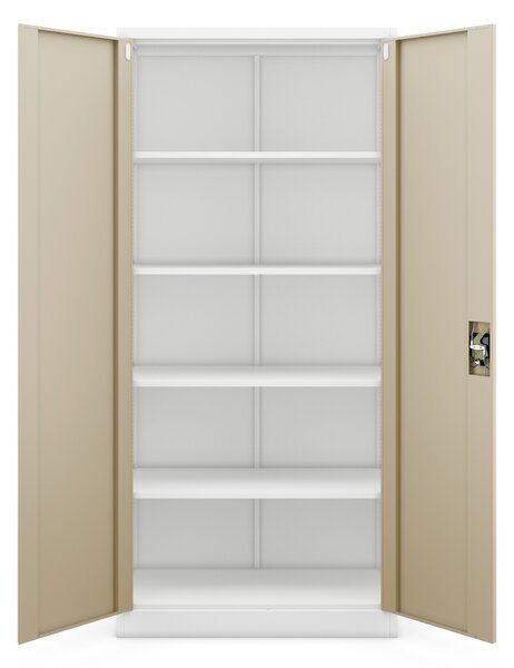 Szafa biurowa metalowa wysoka na dokumenty biała/złoty dąb, 900x1950x400 mm: JAN H Eco Design