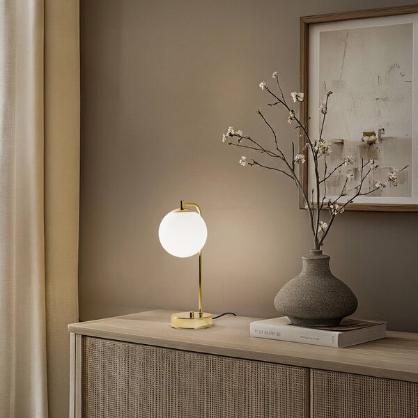 Lampa stołowa Rico Domiluce, mosiężny / złoty, salon / jadalnia, metal, nowoczesny