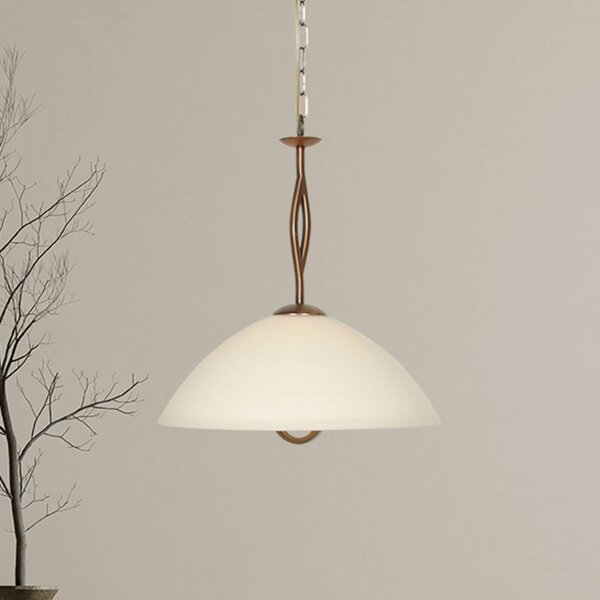 Steinhauer Lampa wisząca szklana Anthea, możliwość ściemniania, brązowy / mosiężny, salon / jadalnia, metal