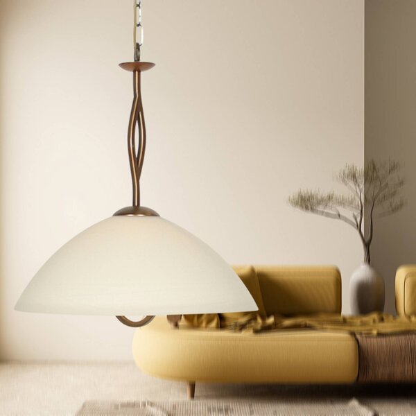 Steinhauer Lampa wisząca szklana Anthea, możliwość ściemniania, brązowy / mosiężny, salon / jadalnia, metal