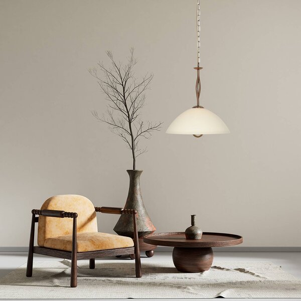 Steinhauer Lampa wisząca szklana Anthea, możliwość ściemniania, brązowy / mosiężny, salon / jadalnia, metal