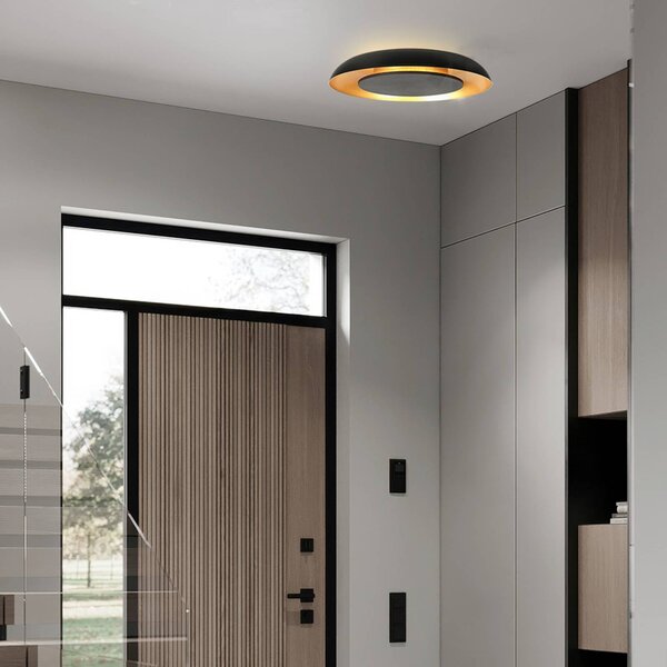 Steinhauer Lampa sufitowa LED Golden Veil, możliwość ściemniania, czarny, salon / jadalnia, metal, nowoczesny