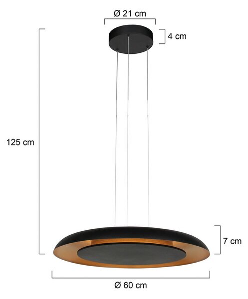 Steinhauer Lampa wisząca Golden Veil, możliwość ściemniania, czarny, salon / jadalnia, metal, nowoczesny
