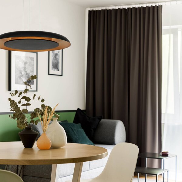 Steinhauer Lampa wisząca Golden Veil, możliwość ściemniania, czarny, salon / jadalnia, metal, nowoczesny
