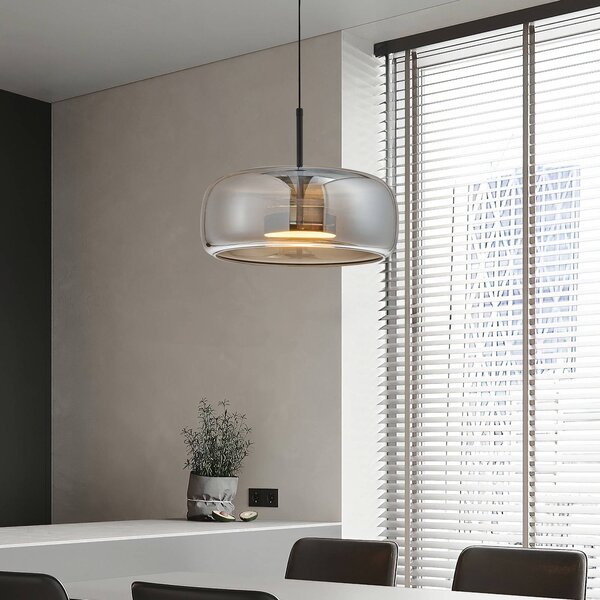 Viokef Lampa wisząca szklana Deco, aluminiowy / szary / cynkowy, salon / jadalnia, szkło