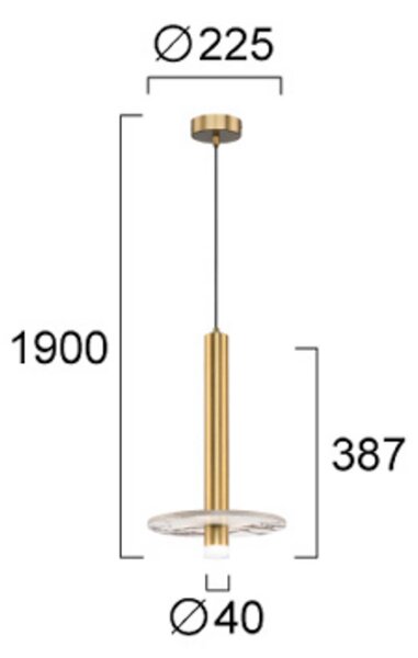 Viokef Lampa wisząca Leandros, mosiężny / złoty, salon / jadalnia, metal