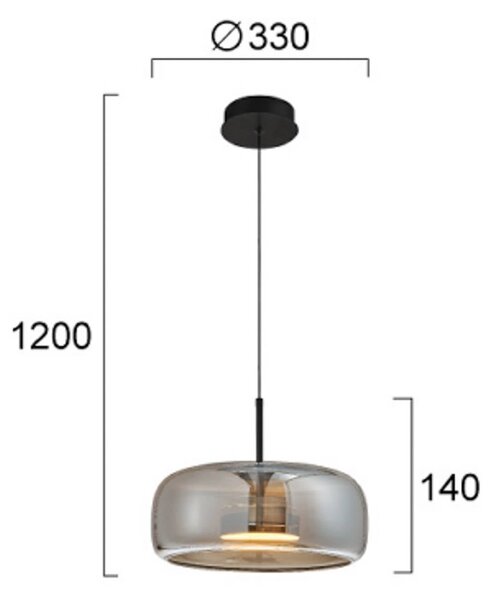 Viokef Lampa wisząca szklana Deco, aluminiowy / szary / cynkowy, salon / jadalnia, szkło