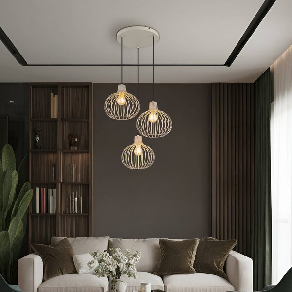 Globo Lampa wisząca Mateo, możliwość ściemniania, kremowy / amber, salon / jadalnia, metal, skandynawski
