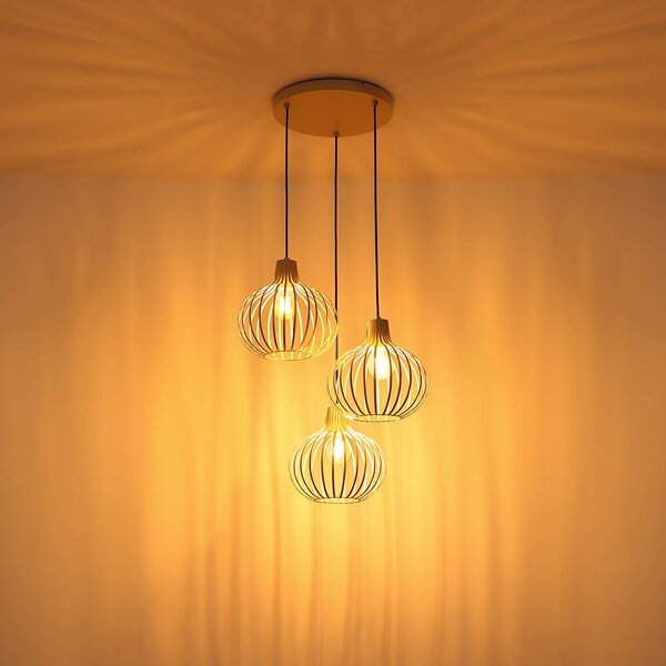 Globo Lampa wisząca Mateo, możliwość ściemniania, kremowy / amber, salon / jadalnia, metal, skandynawski