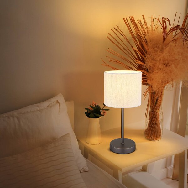 Globo Lampa stołowa Thea, kremowy / amber, salon / jadalnia, tkanina / materiał / jedwab, skandynawski