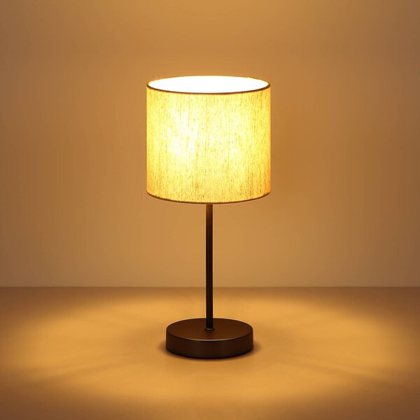Globo Lampa stołowa Thea, kremowy / amber, salon / jadalnia, tkanina / materiał / jedwab, skandynawski