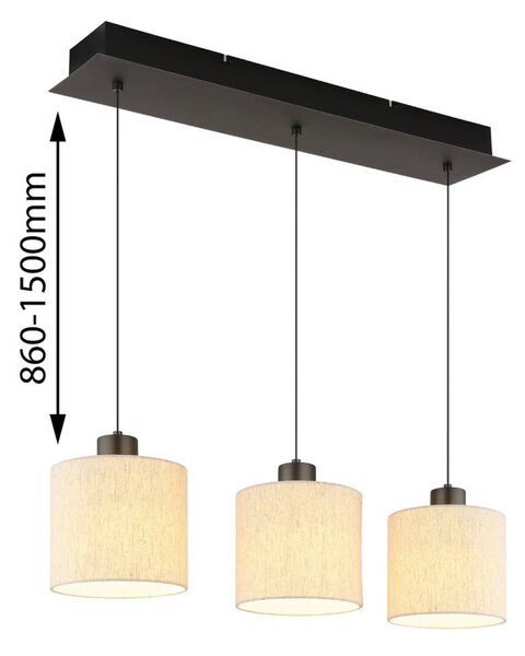 Globo Lampa wisząca Thea, kremowy / amber, salon / jadalnia, tkanina / materiał / jedwab, skandynawski