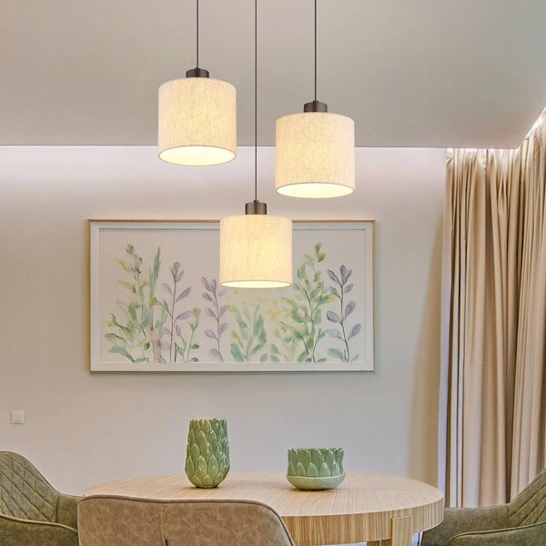 Globo Lampa wisząca Thea, kremowy / amber, salon / jadalnia, tkanina / materiał / jedwab, skandynawski