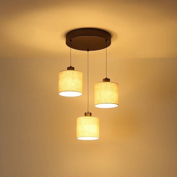 Globo Lampa wisząca Thea, kremowy / amber, salon / jadalnia, tkanina / materiał / jedwab, skandynawski