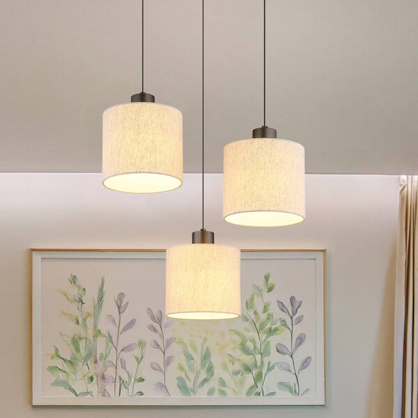 Globo Lampa wisząca Thea, kremowy / amber, salon / jadalnia, tkanina / materiał / jedwab, skandynawski
