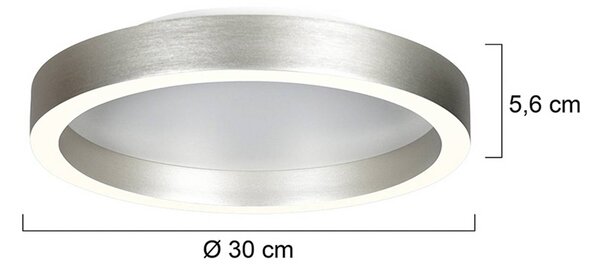 Steinhauer Lampa sufitowa LED Ringlux, możliwość ściemniania, aluminiowy / szary / cynkowy, salon / jadalnia, metal, nowoczesny