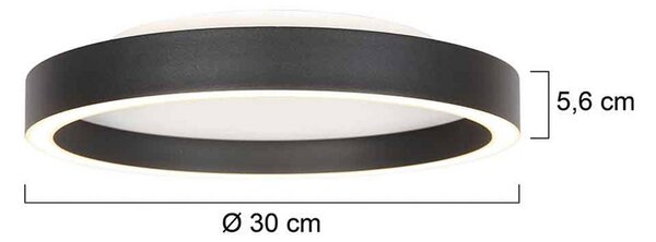 Steinhauer Lampa sufitowa LED Ringlux, możliwość ściemniania, czarny, salon / jadalnia, metal, nowoczesny