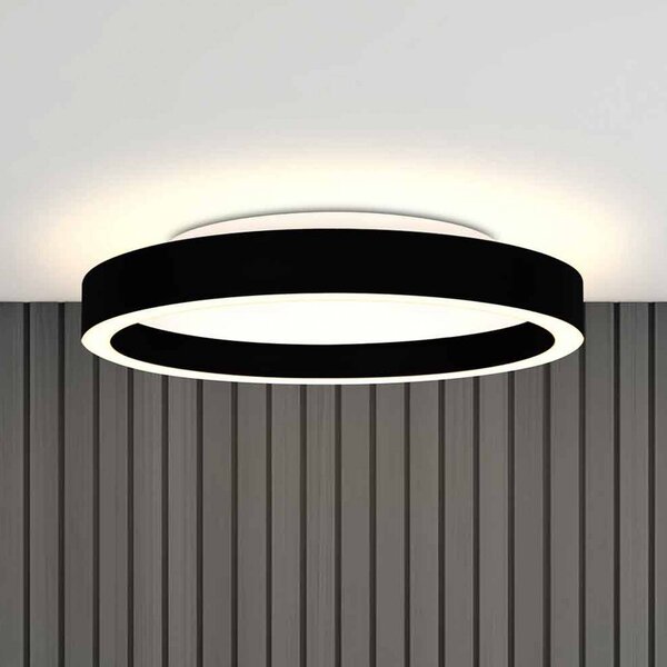 Steinhauer Lampa sufitowa LED Ringlux, możliwość ściemniania, czarny, salon / jadalnia, metal, nowoczesny