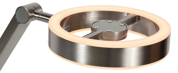 Steinhauer Lampa stołowa LED Ringlux, możliwość ściemniania, aluminiowy / szary / cynkowy, salon / jadalnia, metal, nowoczesny