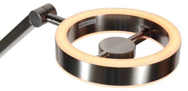 Steinhauer Lampa stojąca LED Ringlux, możliwość ściemniania, aluminiowy / szary / cynkowy, salon / jadalnia, metal, nowoczesny