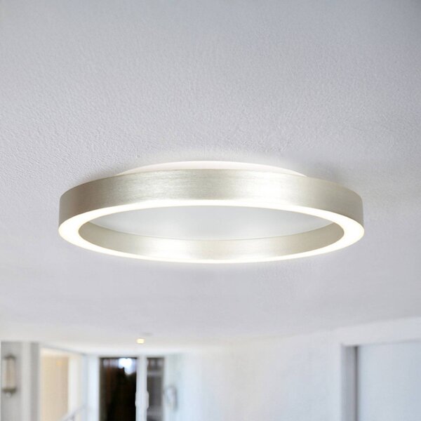 Steinhauer Lampa sufitowa LED Ringlux, możliwość ściemniania, aluminiowy / szary / cynkowy, salon / jadalnia, metal, nowoczesny