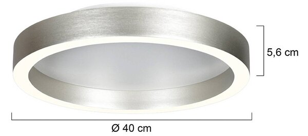 Steinhauer Lampa sufitowa LED Ringlux, możliwość ściemniania, aluminiowy / szary / cynkowy, salon / jadalnia, metal, nowoczesny