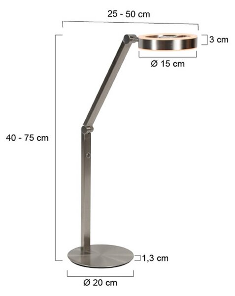 Steinhauer Lampa stołowa LED Ringlux, możliwość ściemniania, aluminiowy / szary / cynkowy, salon / jadalnia, metal, nowoczesny