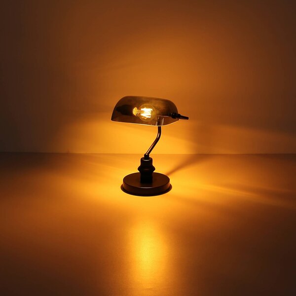 Globo Lampa stołowa Antique, czarny, sypialnia, metal, industrialny