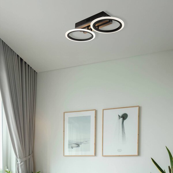 Globo Lampa sufitowa LED Blevins, czarny, salon / jadalnia, metal, nowoczesny