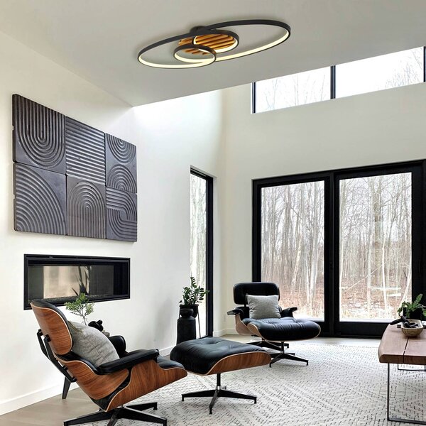 Globo Lampa sufitowa LED Tisha I, jasne drewno, salon / jadalnia, drewno, nowoczesny