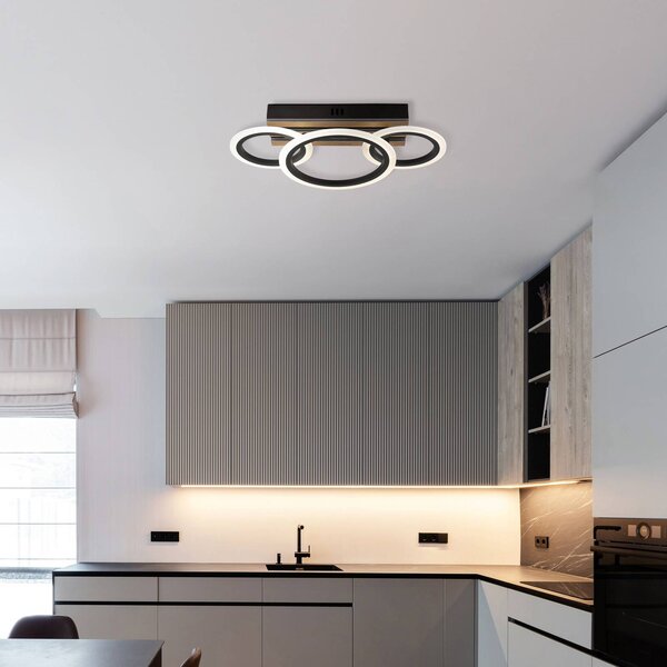 Globo Lampa sufitowa LED Blevins, czarny, salon / jadalnia, metal, nowoczesny